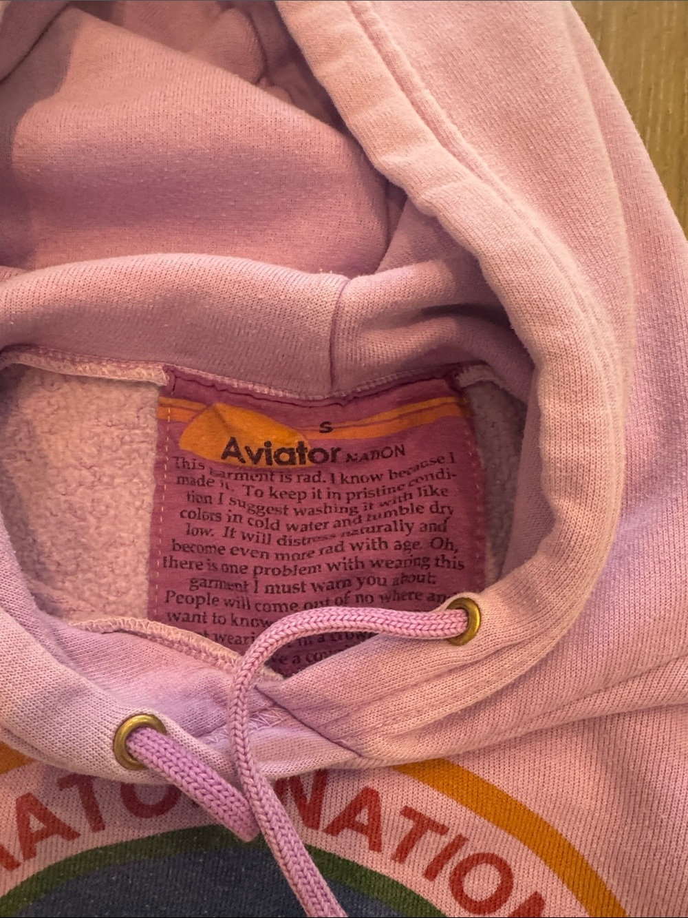 Aviator Nation lavendar Hoodie with Rainbow Chest Emblem - Picture 8 of 16